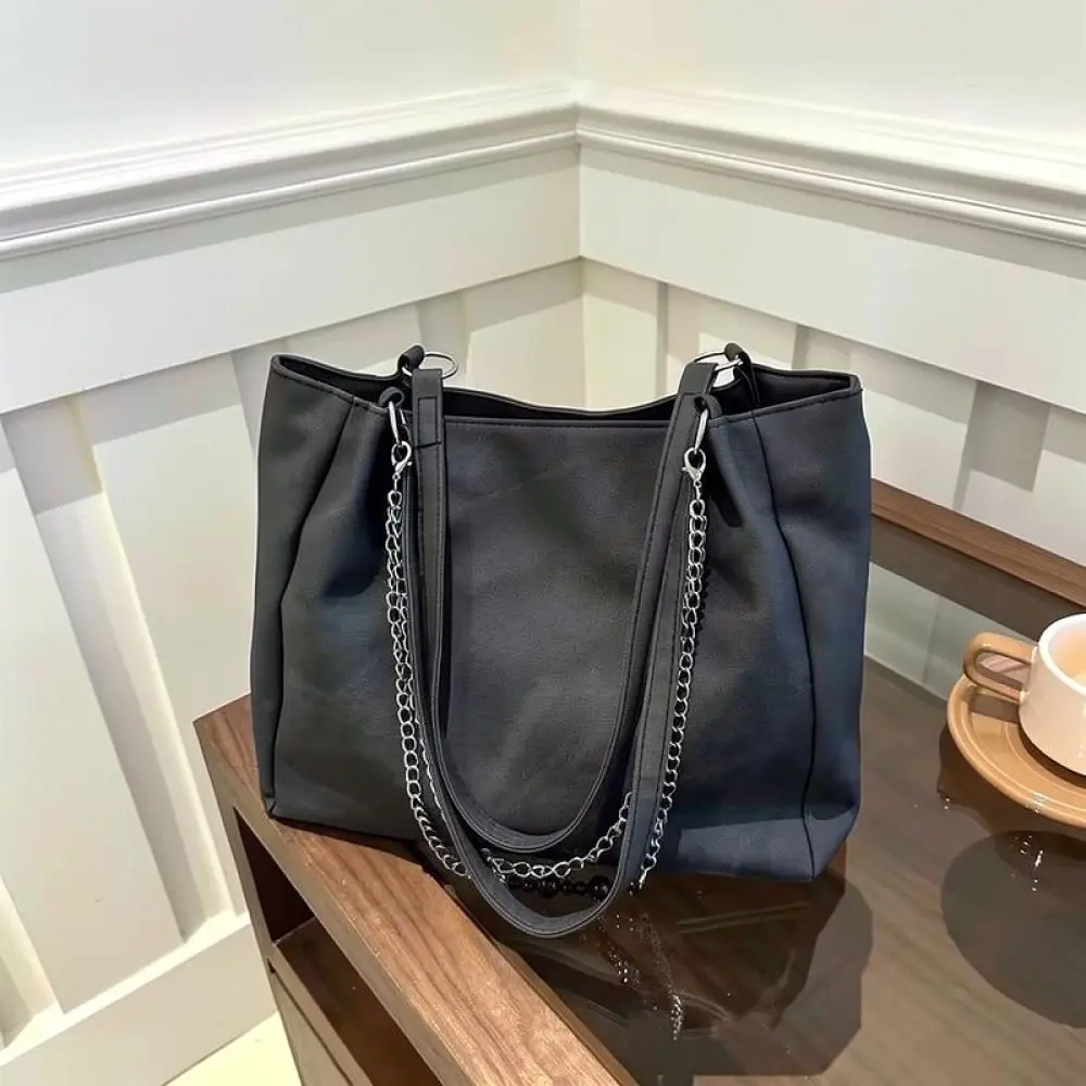 Stylish Large Tote Bag Women Chain Shoulder Handbag Premium PU Leather Casual Commuter Purse Fashion Crossbody Bag