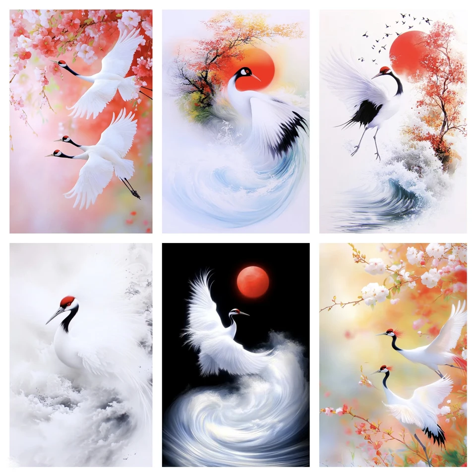 

New Product 5D Diamond Painting Crane Full Diamond Cross Embroidery Winged Bird Rhinestone Mosaic Embroidery Decoration