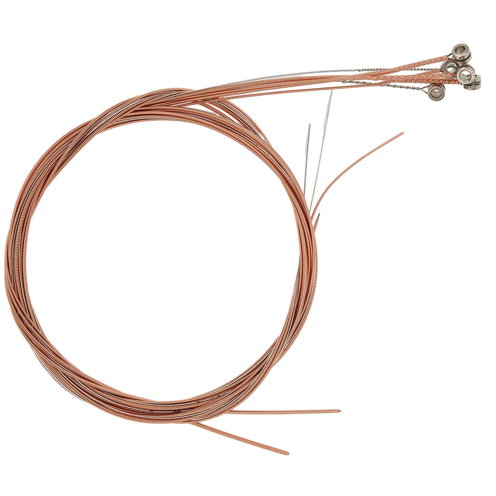 Copper Acoustic Guitar Strings Set 6 Steel Rustproof Coated 011-052 Inch Stable Sound Replacement For Folk Classical Instrument