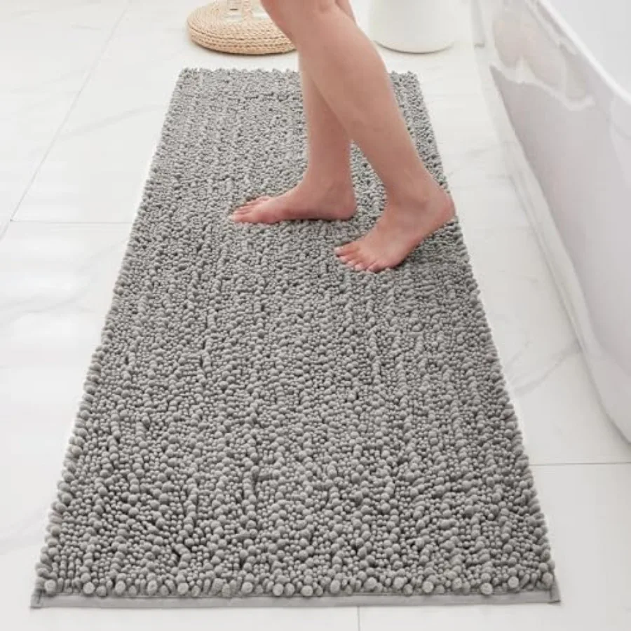 

Bathroom Rugs Non Slip Washable 70x24 Extra Thick Soft Chenille Absorbent Bath Mat High Density Barrier Non Slip Backing Quick