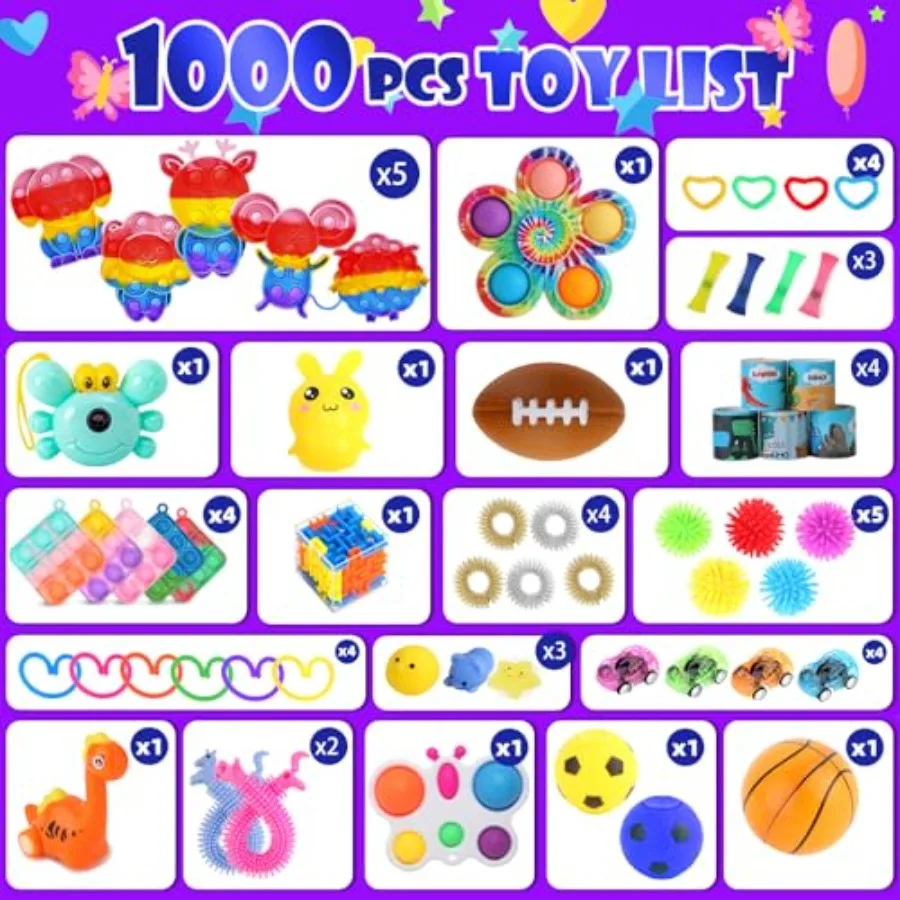 Quality Assurance 000Pcs Bulk Party Favors for,Fidget Toys Pack, Stocking Stuffers, Treasure Box Chest, Birthday Party, Classro view 2