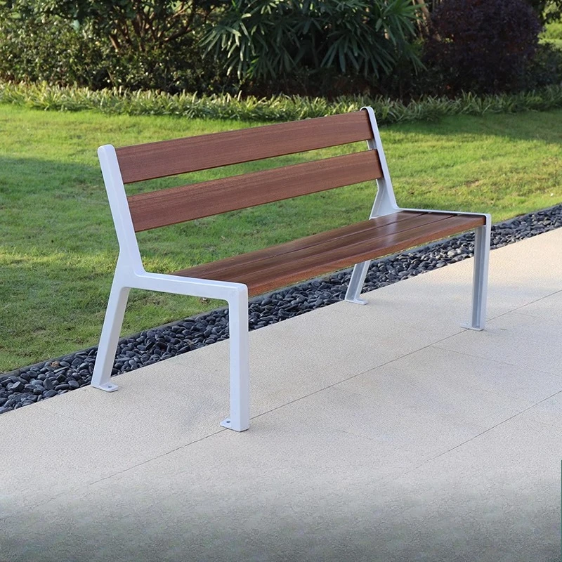 Koende Park Chair Outdoor Bench Anticorrosive Solid Wood Double Backrest Garden Leisure Chair Community Square Bench
