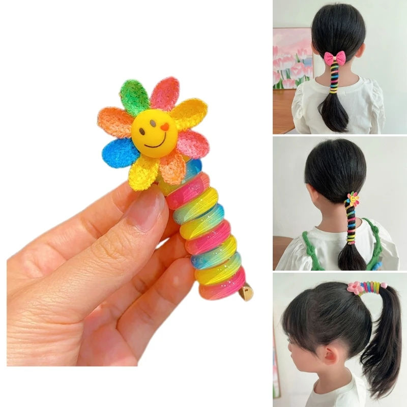 Elastic Spring Coiled Hair Hoop Telephone Wire Hair Ties Girls Ponytail Spring Coil Headband Candy Color Hair Acesories