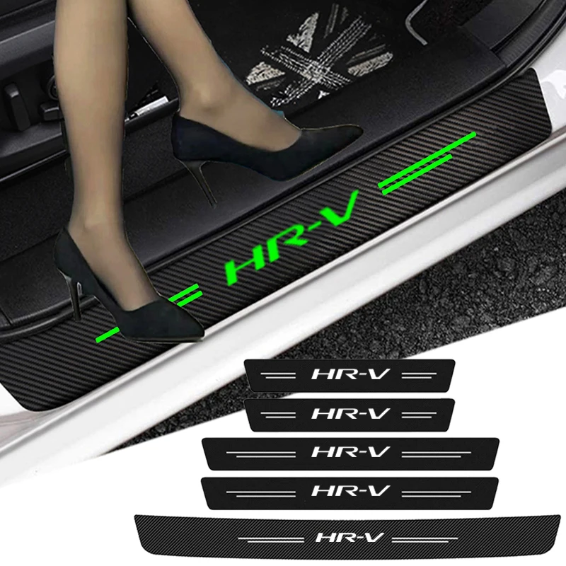 Luminous Car Threshold Door Pedal Strips for Honda HRV HR-V Logo Trunk Door Bumper Protective Sticker Anti-Scratch Guard Decals