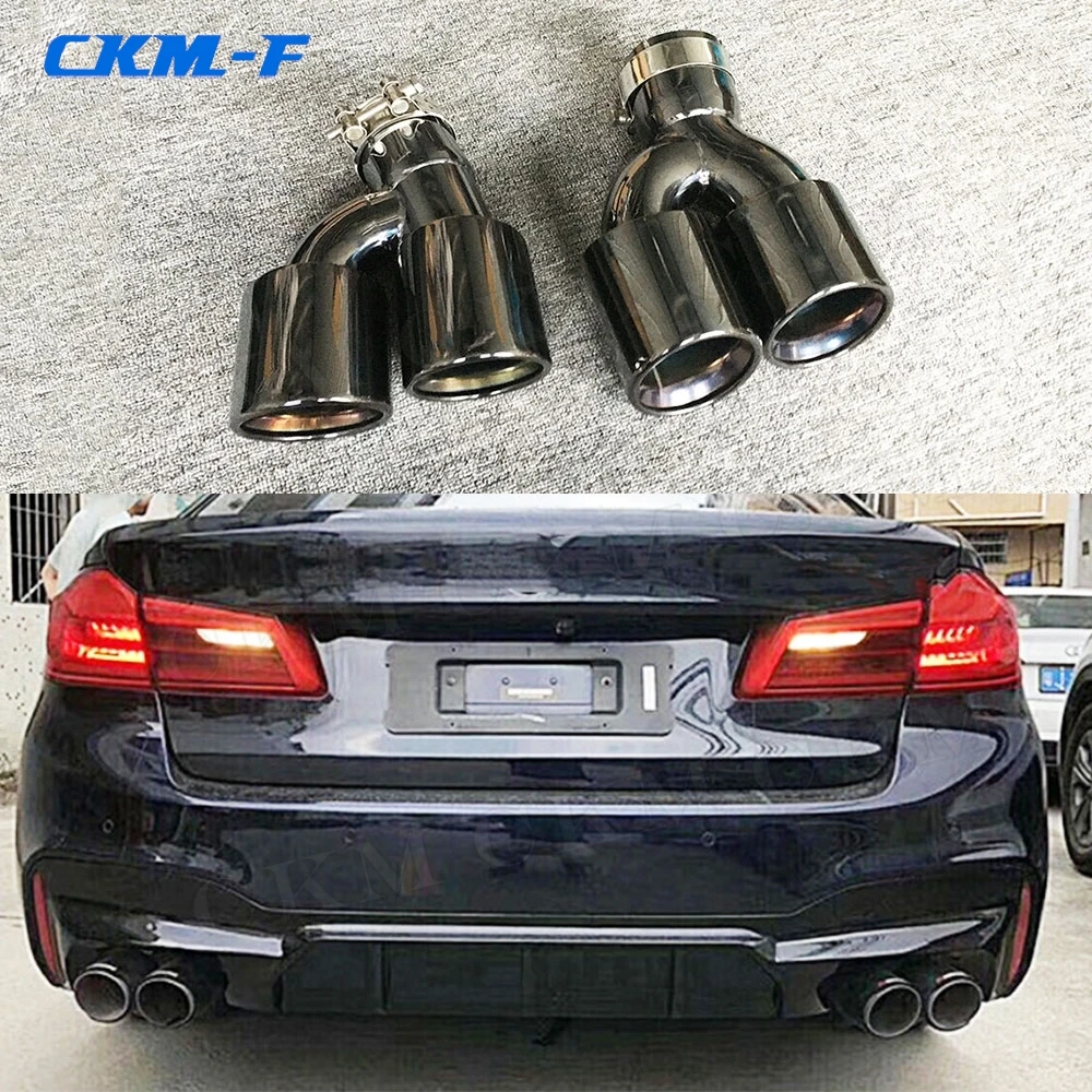 Stainless Steel Tail Throat Carbon M Style Exhaust Tips For BMW 5 Series G30 G38 M5 2017 2018 2019 Car Diffuser Body Kits