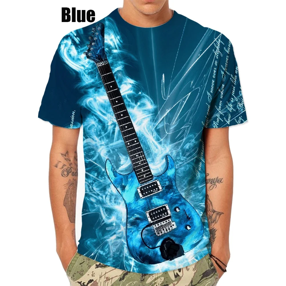 2023 Fashion Mens/Womens Music Bass Guitar DJ Funny 3D Print Casual Short Sleeve T-Shirt