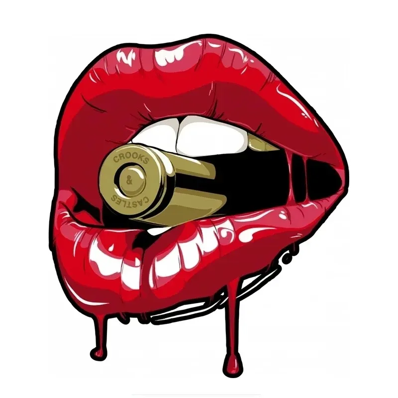 

Car Sticker Personality PVC Decal Red Lips with Bullet Car Sticker on Motorcycle Laptop Decorative Accessories