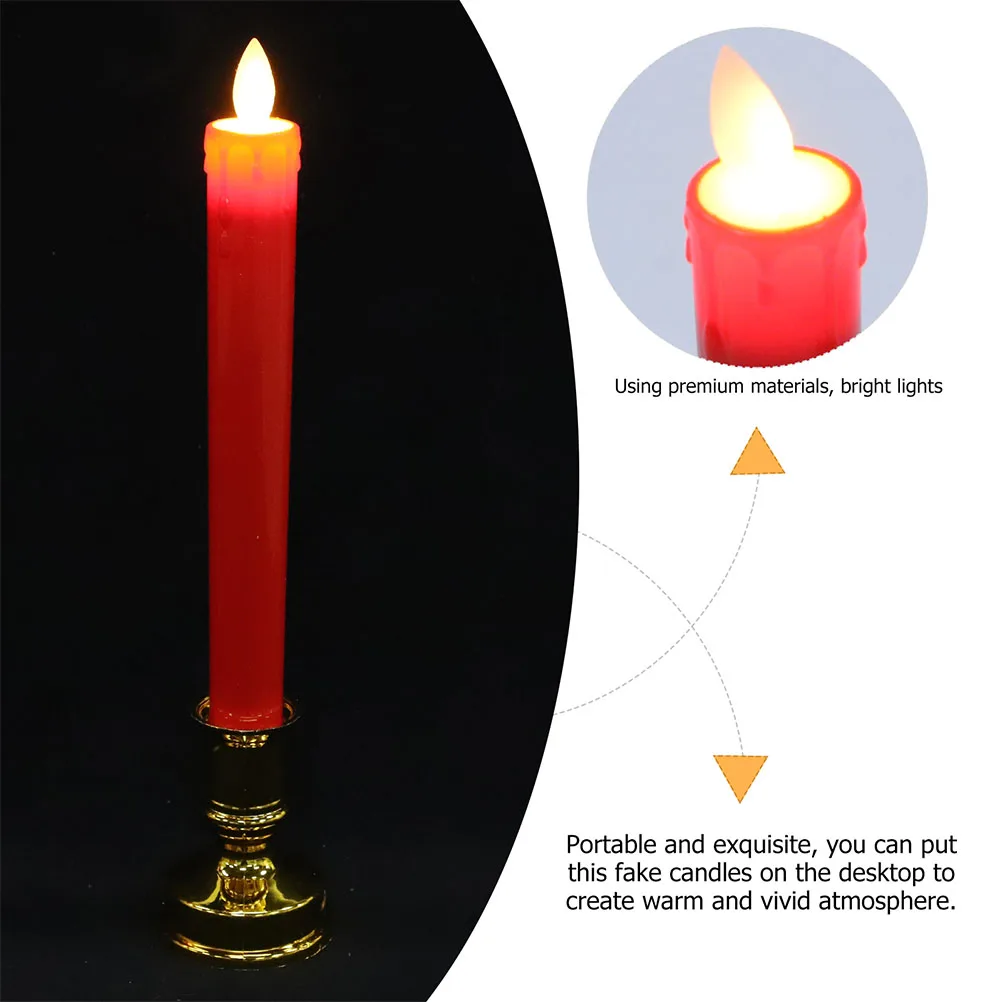 

2Pcs Operated LED Lights Flameless Electric Candles Long Safe for Home Wedding Festival Party Decor
