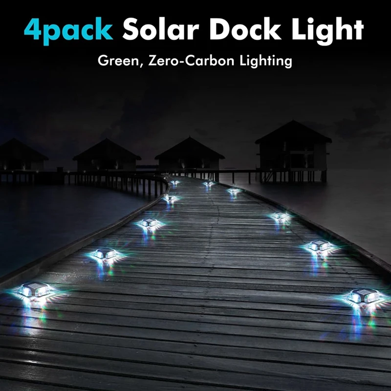 Paquete de 4 luces solares para cubierta de piscina, luces laterales para suelo de piscina, accesorios para exteriores sobre el suelo y el suelo