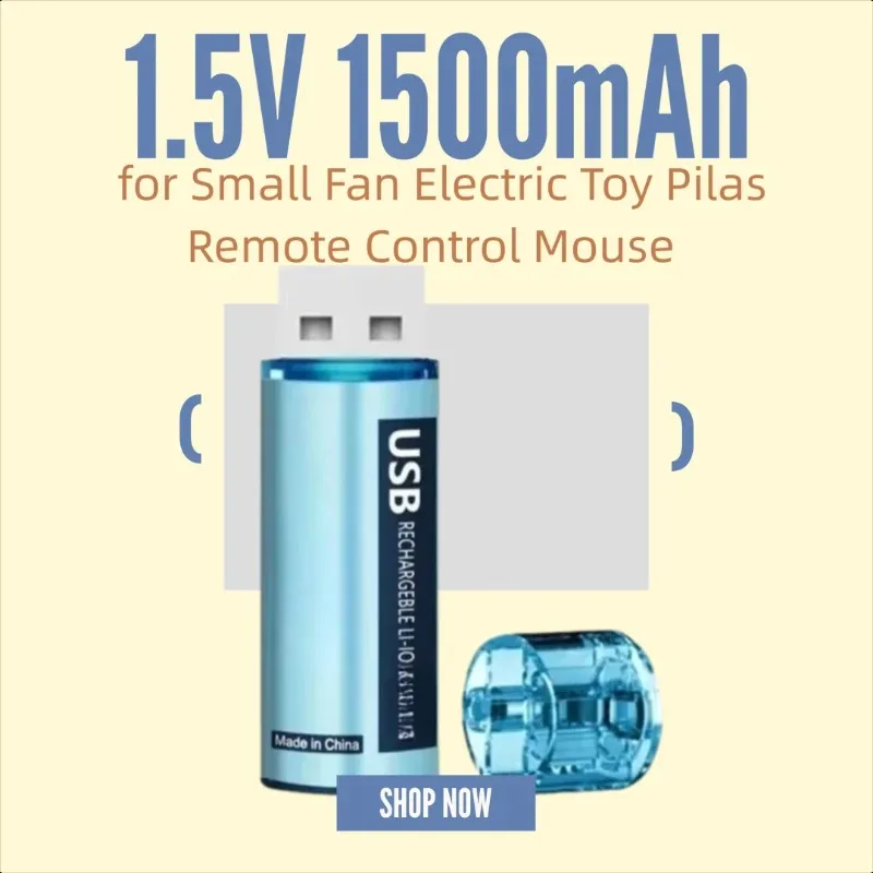 

New Aa 1.5V 1500mWh for Small Fan Electric Toy Pilas Remote Control Mouse Rechargeable USB Lithium Battery