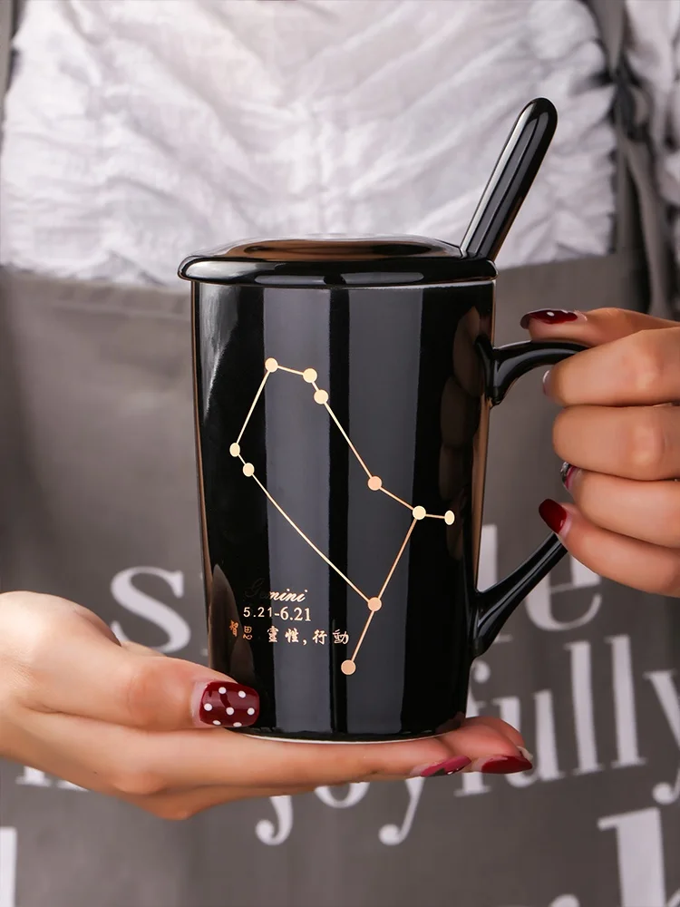 

Скандинавская кружка Sle Cerc с крышкой и ложкой, ситечко для чая, кофейная чашка, модные персонализированные кружки, чашки для воды, обеденная утварь