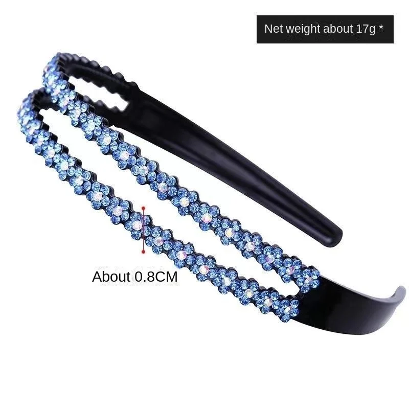 Rhinestone Hair Band for Women Girls Elegant Multi-Color Flower Hair Hoop Makeup Washing Face Jewelry Headband Hairstyle Tool
