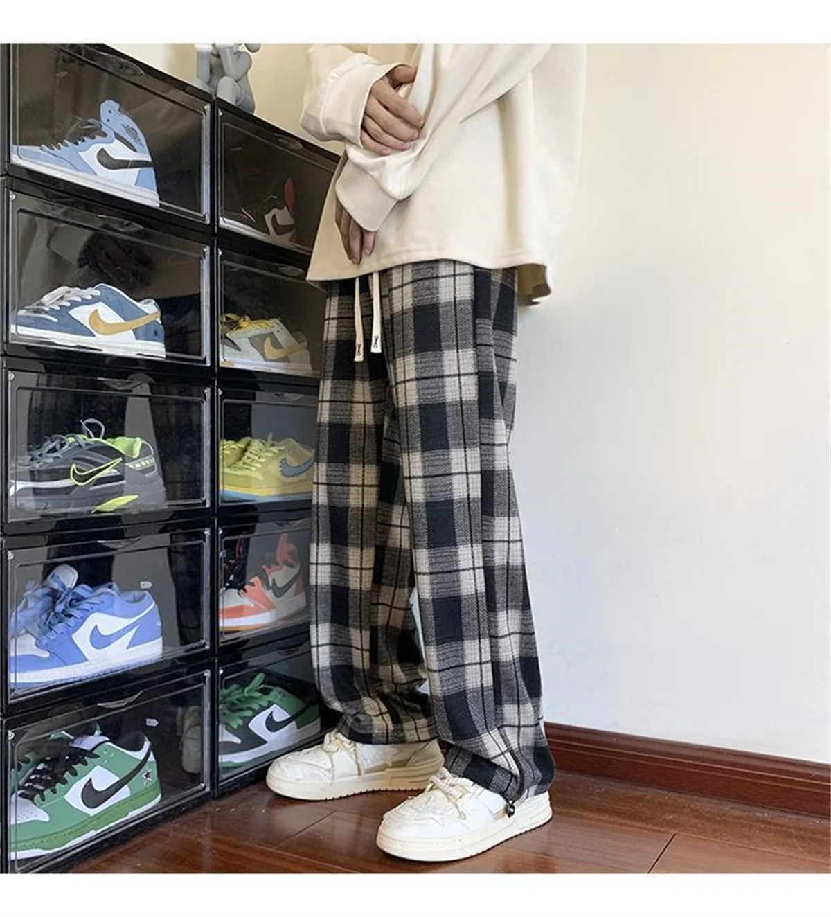 سراويل فضفاضة منقوشة للرجال ، كبيرة الحجم ، أرجل واسعة ، عصرية ومتعددة الاستخدامات ، سراويل زوجين كورية غير رسمية ، أزياء الصيف #4