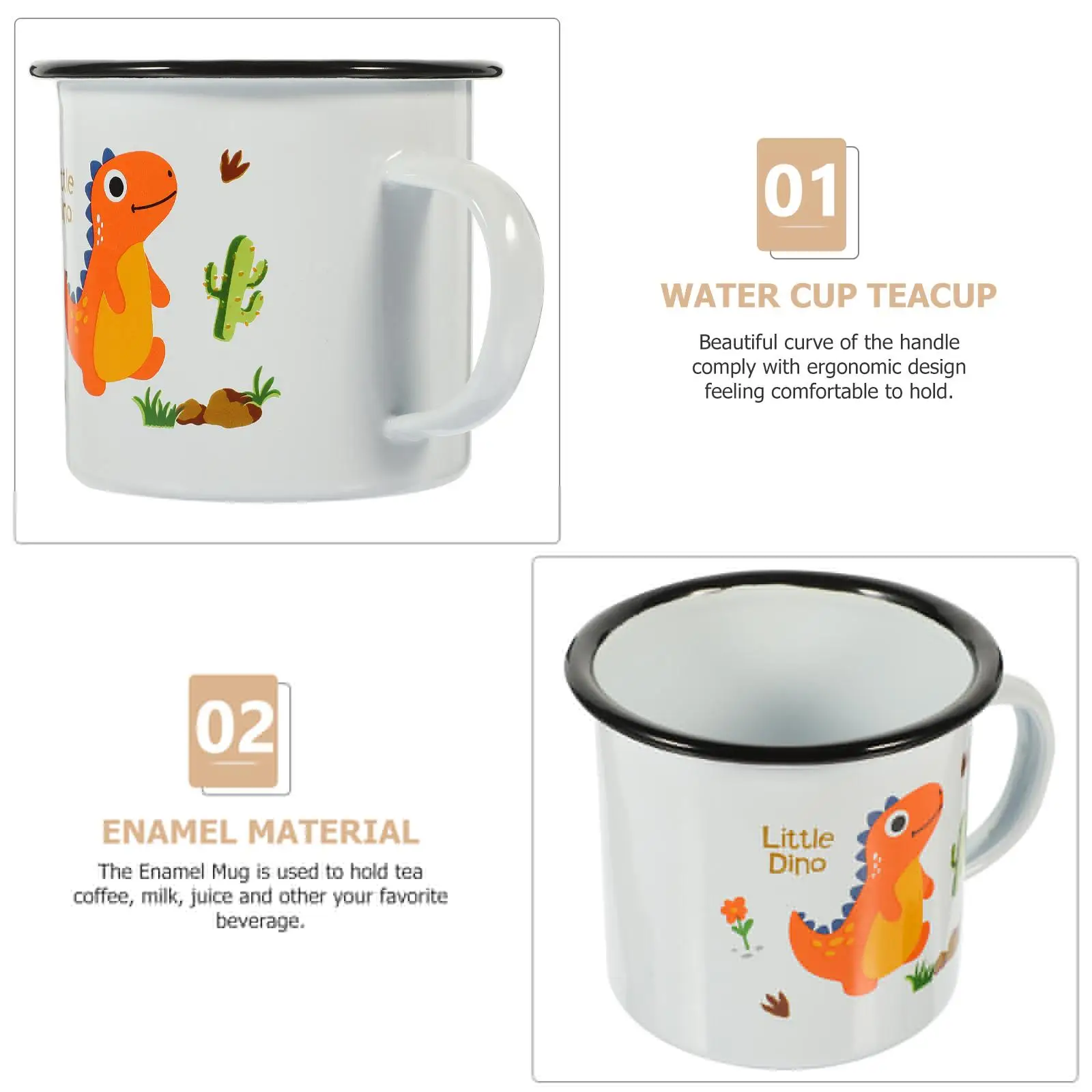 Portable Cartoon Enamel Cup Child Tea Mug Steeping with Infuser and Lid Small Milk Cups