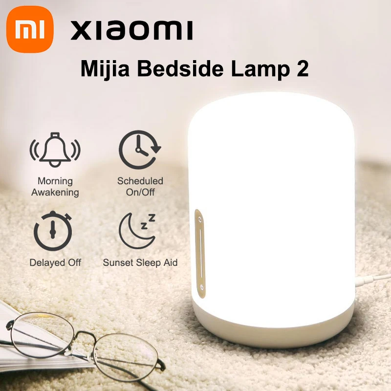 Xiaomi Mijia Bedside Lamp 2 Smart Table LED Night Light Bedroom Voice Control Touch Switch Mi Camping Room Table Night Lamp