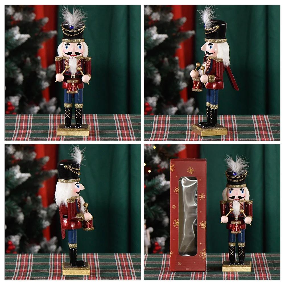

Wooden Nutcracker Christmas Decor Sturdy Xmas Desktop Ornament Home Office Holiday Decoration Nutcracker Soldier Decor