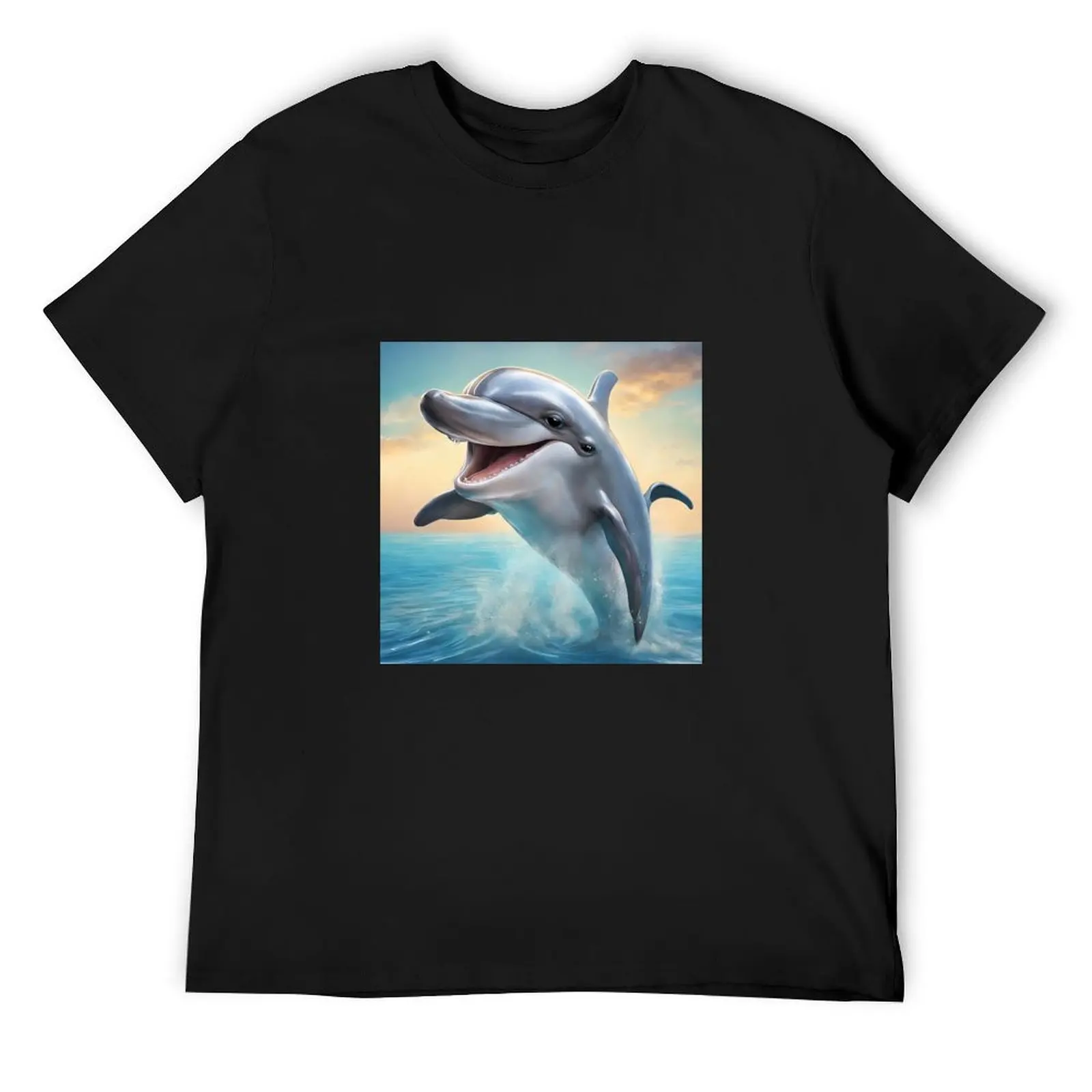 

Happy dolphin T-Shirt cute tops Funny t-shirt customs design your own shirts graphic tee plus size men clothing