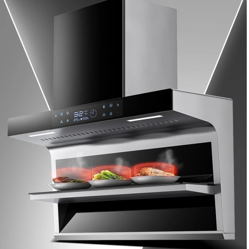 Smart Control Keep Food Warm Smoke Sensing Wall Mounted Range Hood Gold Cooker Exhaust Hood For Kitchen Filter Extractor