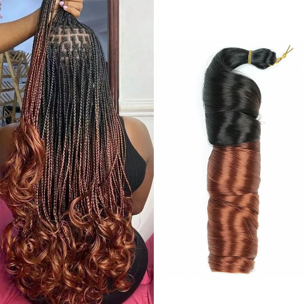 

Synthetic French Curly Crochet Braids Hair 24" 150g Piano Blonde Ombre Brown High Temperature Loose Wave Braiding Hair Extension