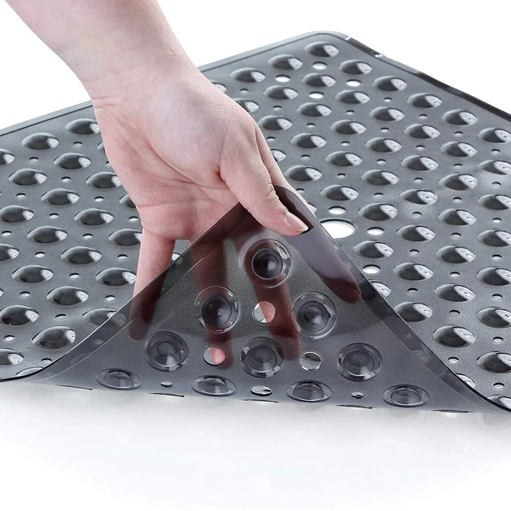 

53x53cm Non-Slip Bathroom Floor Mat Safe Suction Design Smooth Surface Shower Bath Mat Black Foot Pad Shower Floor Pads