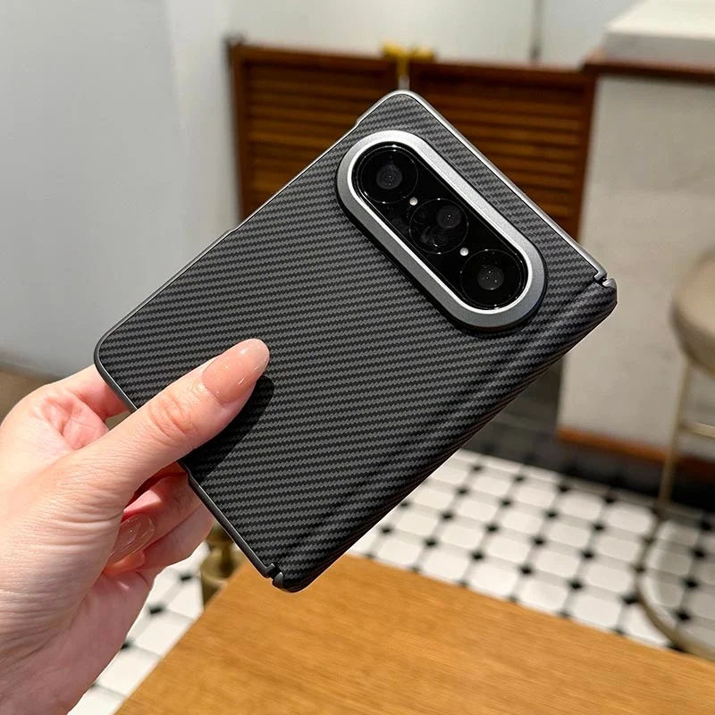 Carbon Fiber Solid Leather Design For Huawei Pura X Max Case Middle Protective Hard Plastic Mobile Phone Back Cover