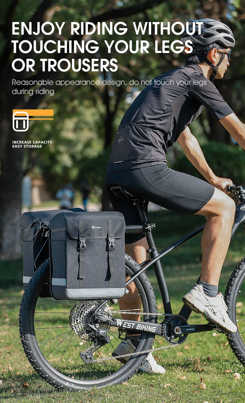 WEST BIKING 33L Große Fahrradtasche Doppelseitige Gepäckträgertasche MTB Rennrad Reisetasche Fahrradgepäckträger-Packtasche – Detail 7