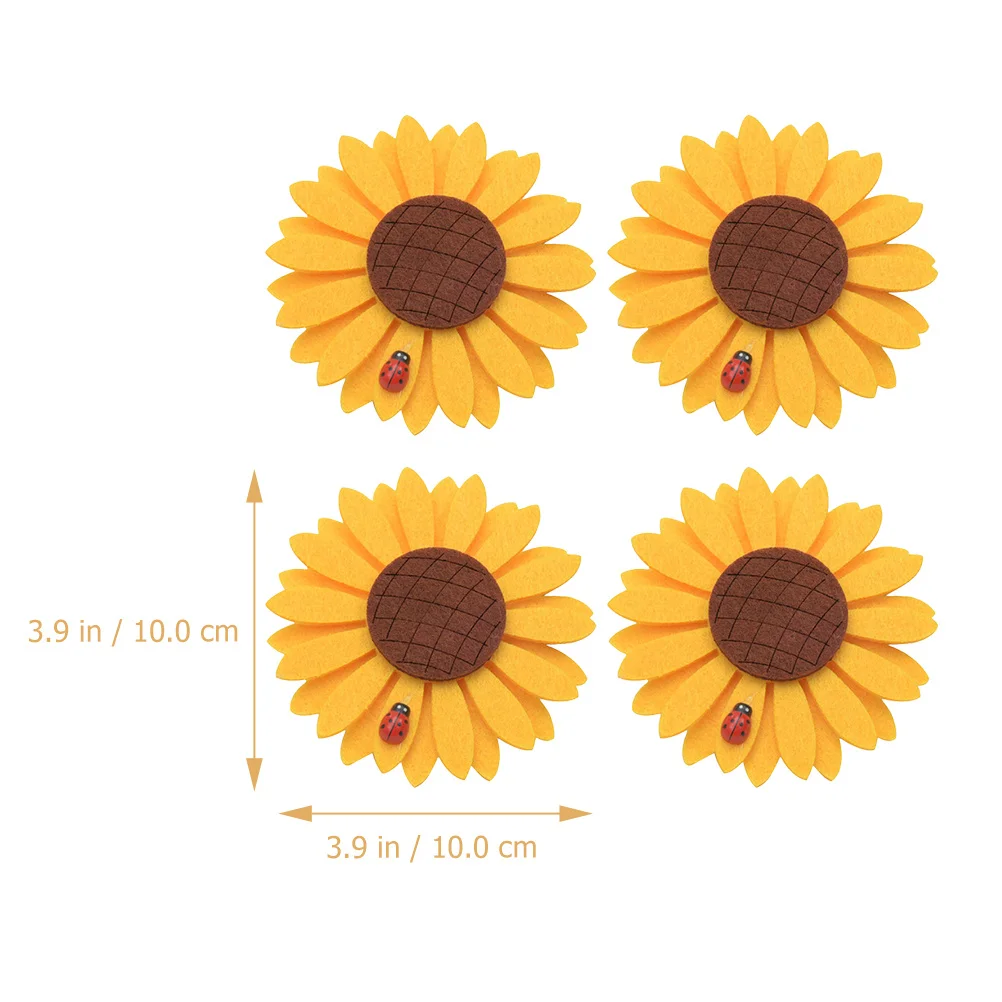 

4pcs Curtain Tie Clamp Sunflower Design Cloth Material Decorative Buckle For Home Bedroom Window Decoration Holdback Accessory