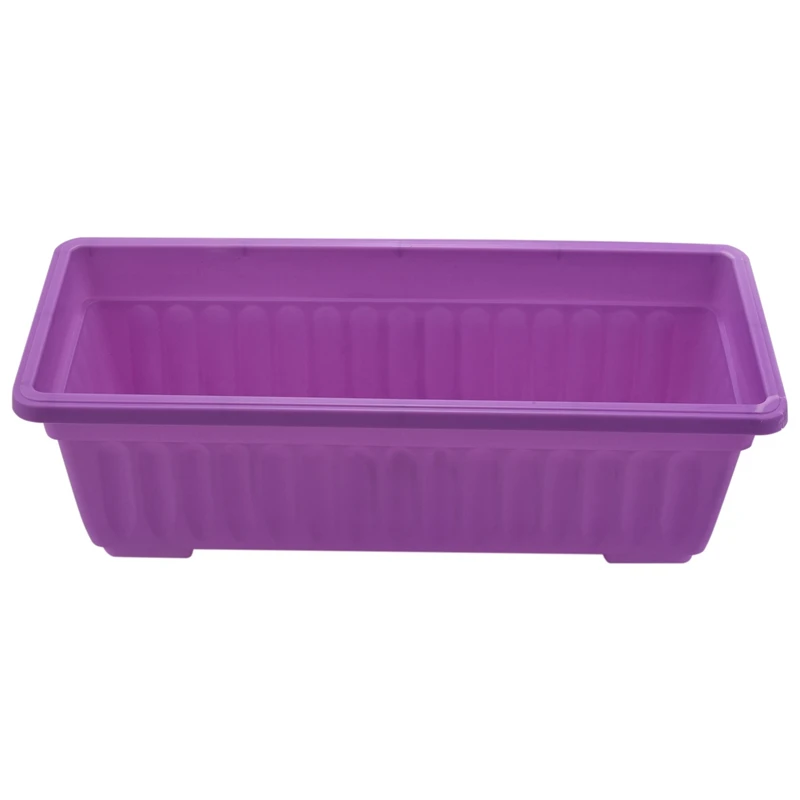 3Pcs 17 Inches Purple Flower Window Box Plastic Vegetable Planters For Window Sill, Patio, Garden, Home Decor, Porch