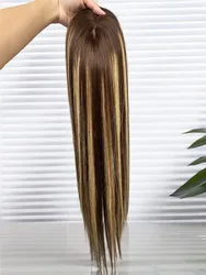 Highlight Honey Blonde Remy Human Hair Toppers in Hair Pieces 150% Density 16x18cm with 4Clips Free Parting Human Hair for Women