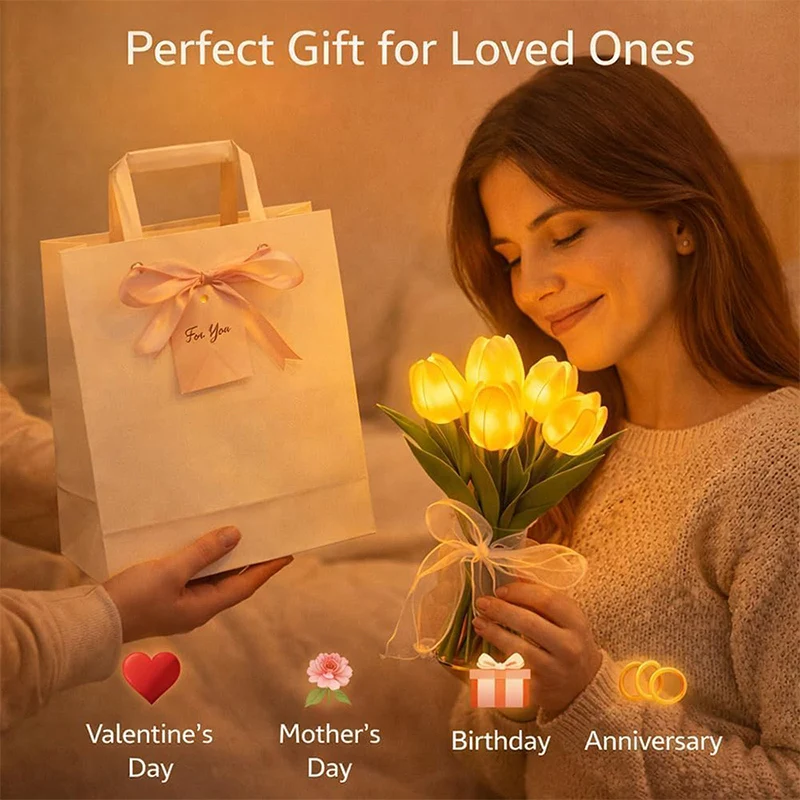 New Tulip Shaped Bouquet Atmosphere Night Light Luminous Bouquet Mixed Color Matching Home Decoration Photo Props Romantic Gifts