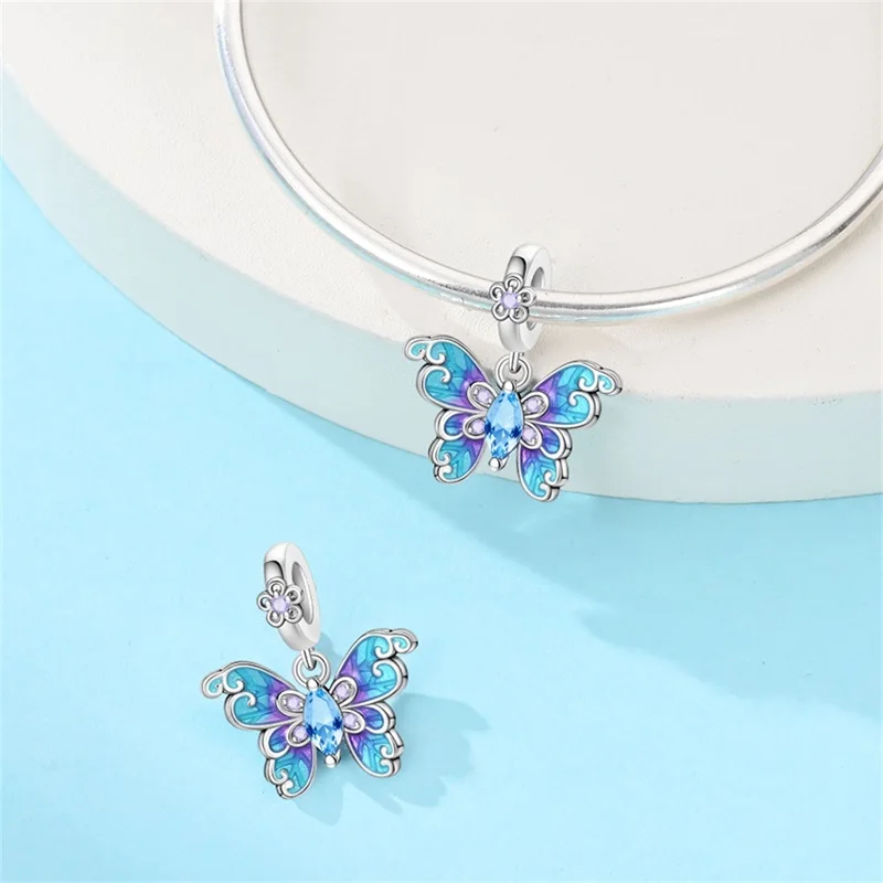 Silver Butterfly Perfume Bottle Charms Beads Fit Original Bracelet Bag Keychain Earing Charm Bead Pendant Diy Women Jewelry Gift