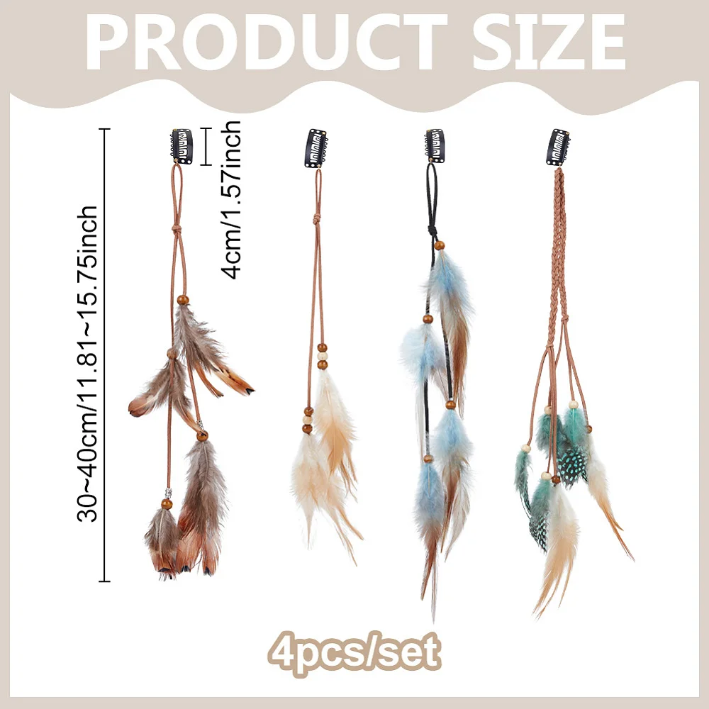 4pcs Women Feather Hair Clips 11.8