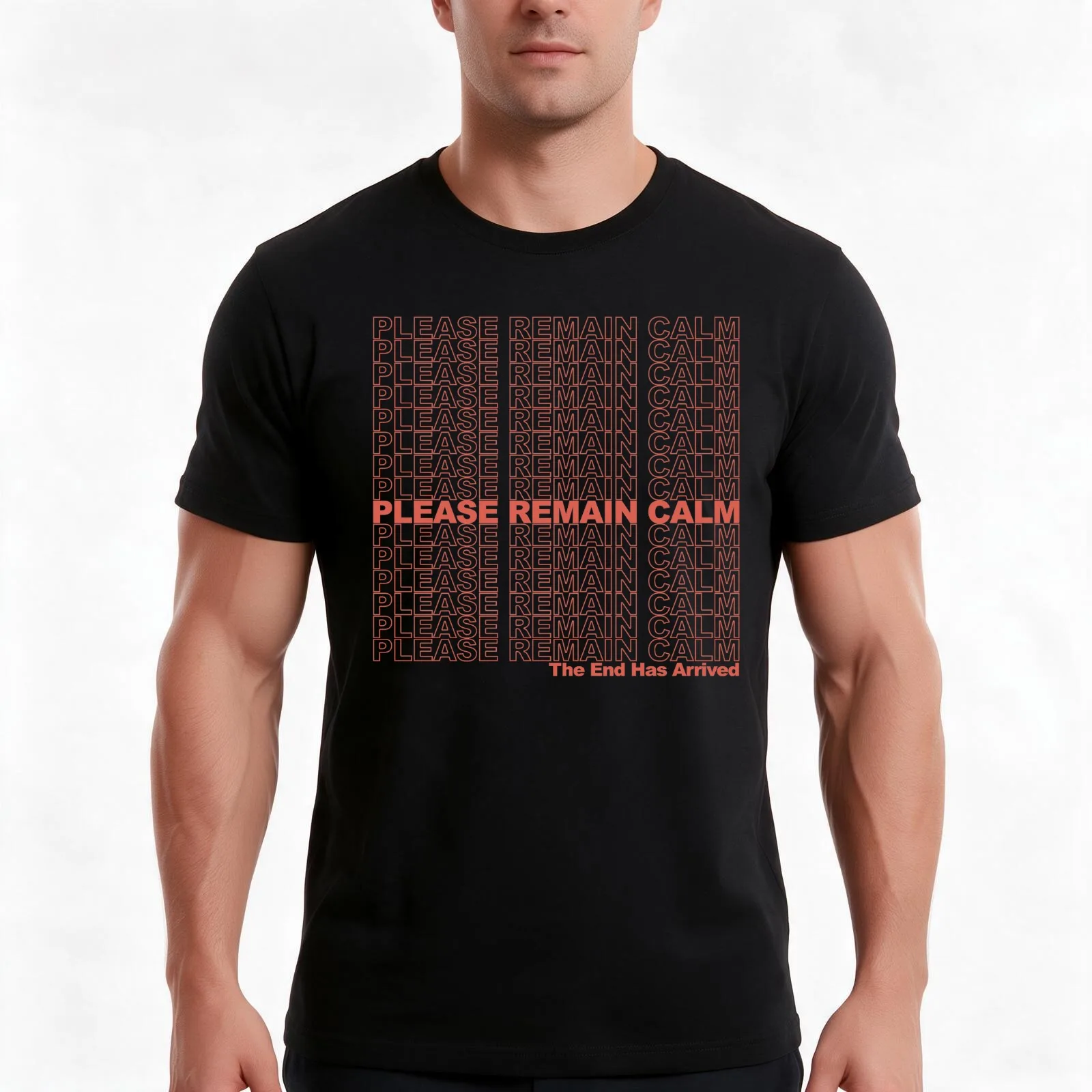 Please Remain Calm T-Shirt, Summer Casual Cotton Tee, Oversized Streetwear Tops, Vintage Graphic Print, Loose Fit Short Sleeve