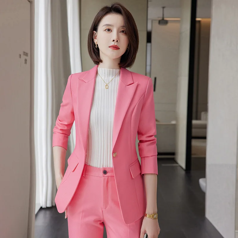 

Formal Pantsuits for Women Business Work Wear Suits Autumn Winter High Quality Fabric Blazers Professional Career Interview