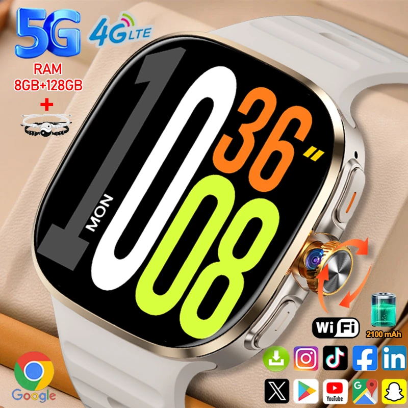 

5G/4G Full Network Smart Watch 2.40 inch 720*720 Big Screen HD Video Call 8GB+128GB RAM Smartwatch Google Play WIFI GPS Sim Card