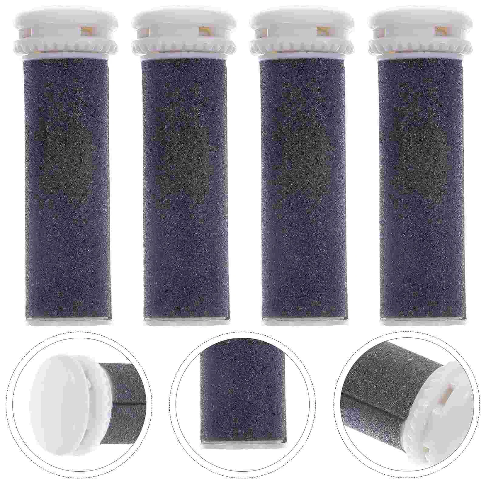 

4 Pcs Tools Grinding Head Electronic Foot File Supplies Roller Refill Black Pedicure Replacement Rollers