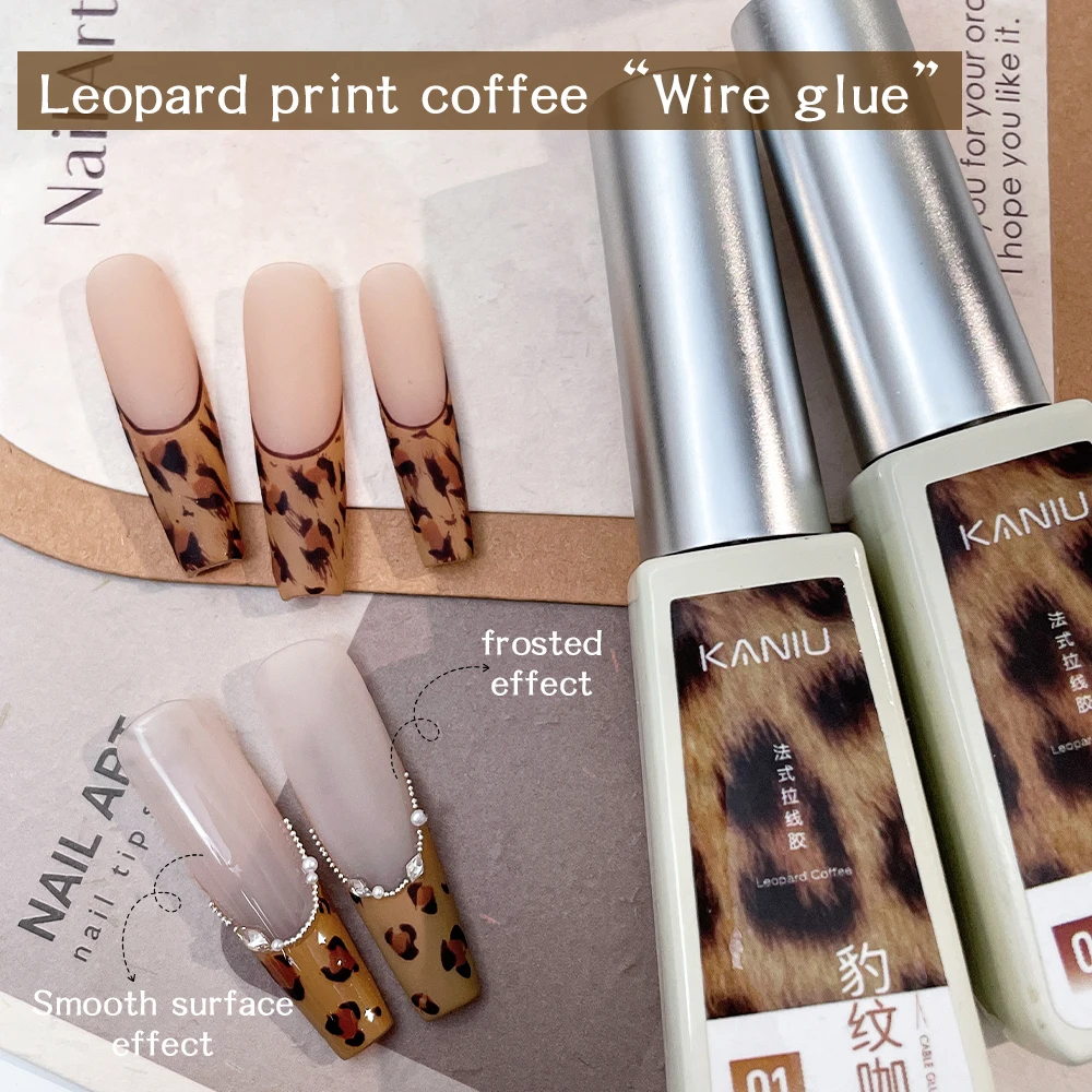12 ml Eine Sekunde Nivellierung Leopard Muster Kaffee Französisch Kleber Spiegelnde Reflexion Nagel Malerei Gel Leopard Muster Malerei DIY