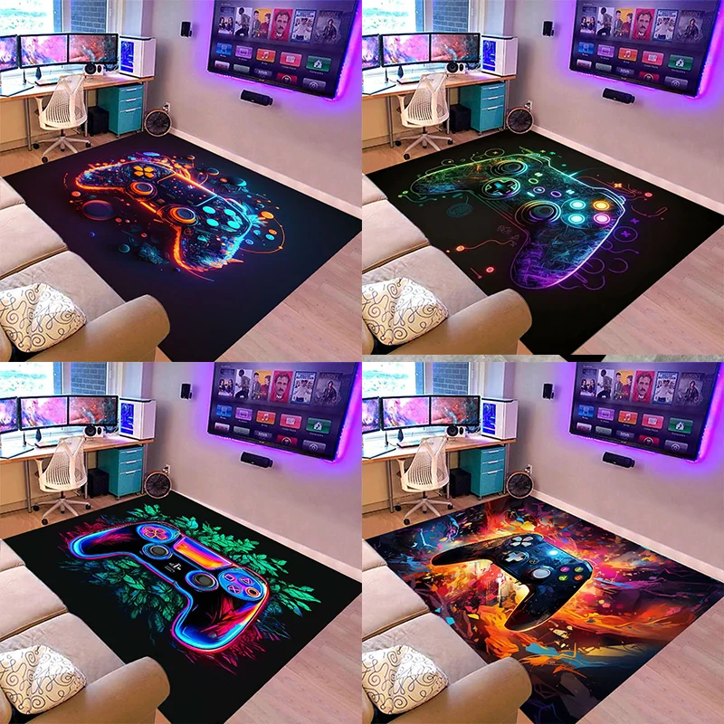 3D Game Carpet for Boys Bedroom Game Rug with Controller Design for Game Room Home Room Area Large Rug Gift Door Mat Decoration