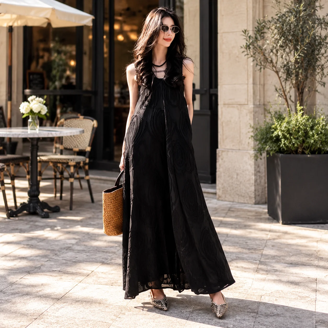 Women's Summer New Luxury Sleeveless Vest Dress Loose Jacquard Elegant Long Maxi Dress Casual Party Wear for Ladies Gift