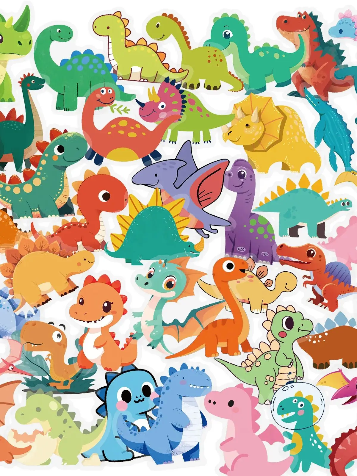 10/56PCS Cute Dinosaur Transparent Graffiti Stickers Kawaii Dinosaurs PET Cartoon Decal Notebook Phone Guitar Skateboard Kid Toy