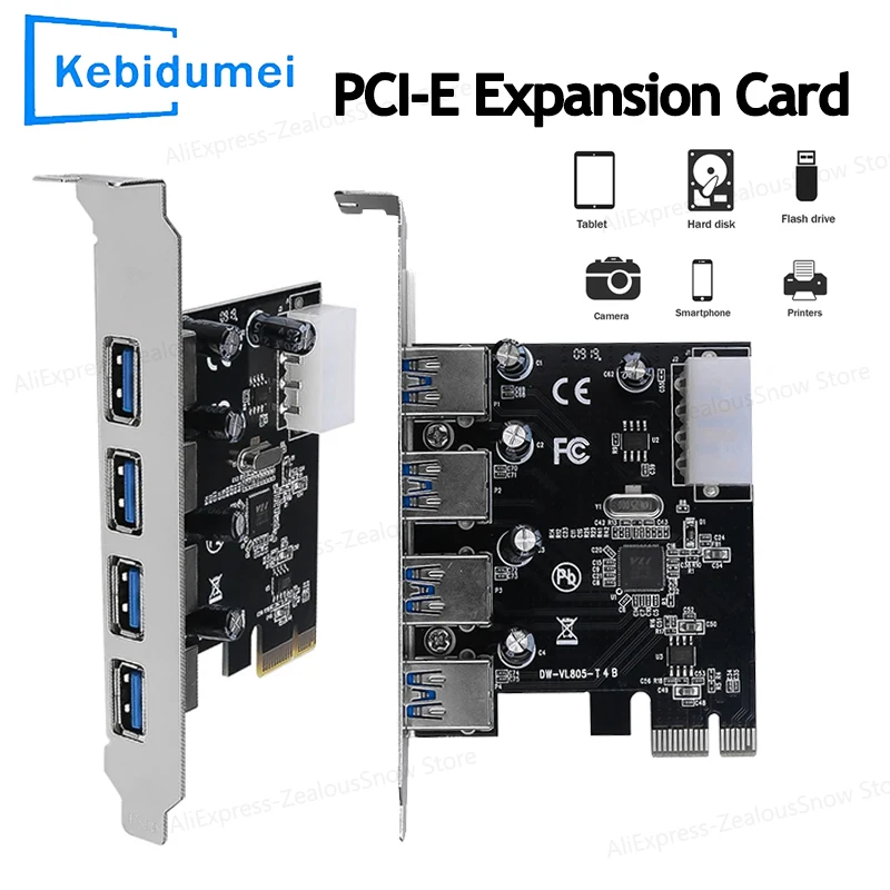 USB 3.0 PCI-E Expansion Card 5Gbps Adapter PCI Express 4 Ports USB 3.0 Controller PCIe Card USB 3.0 PCI Express Converter Board