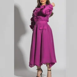 CustomizedProm Dress Jersey Flower Ruched Clubbing A-line High Collar Bespoke Occasion Gown Midi Dresses