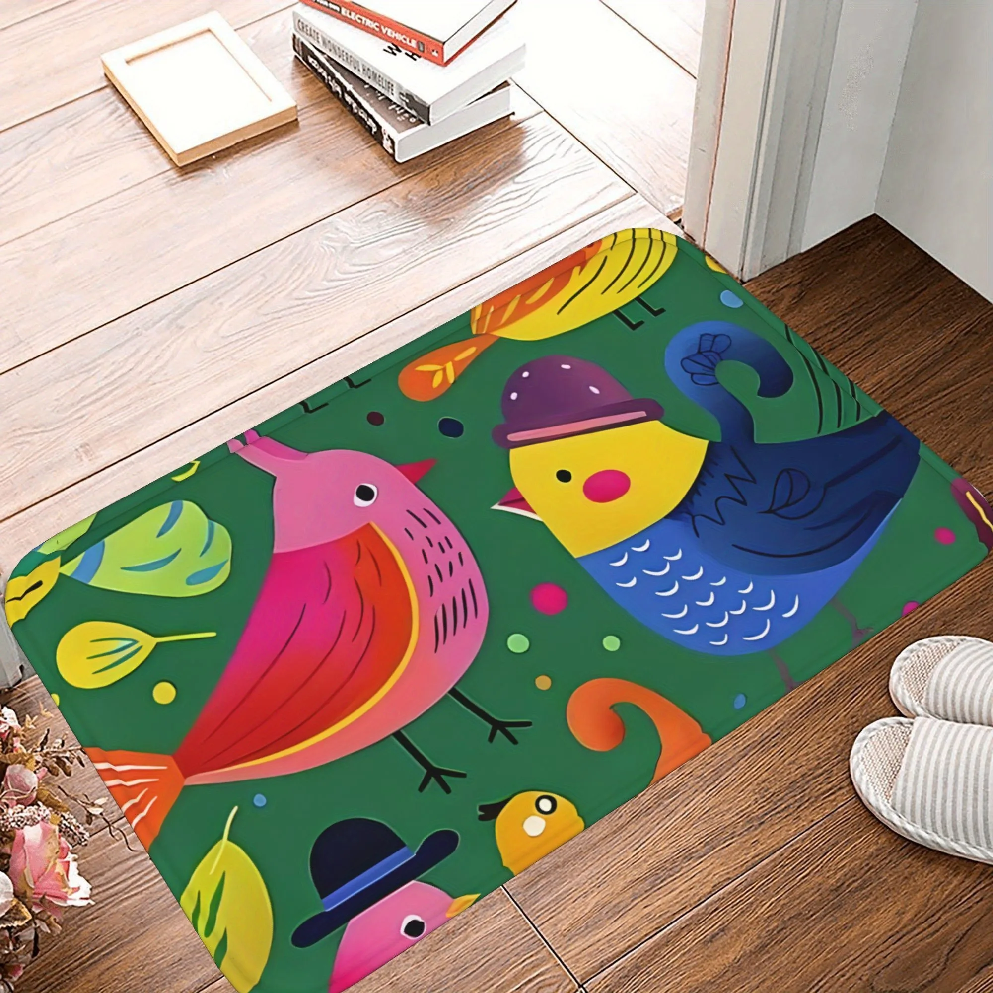 

1PC Whimsical Bird garden Kitchen Rug Non-Slip Door Mat Pop design Bathroom Rug Bath Mat Carpet for Home Sink Laundry Decoreeree
