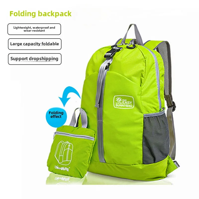 

Outdoor mountaineering nylon waterproof folding backpack custom lightweight travel sports backpack
