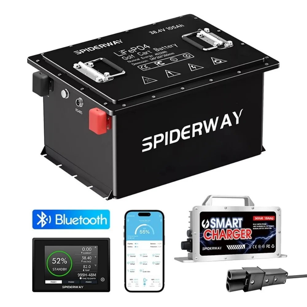 36V(38.4V) 105Ah Golf Cart LiFePO4 Lithium Battery W/ 25A Charger for Yamaha G19 G22