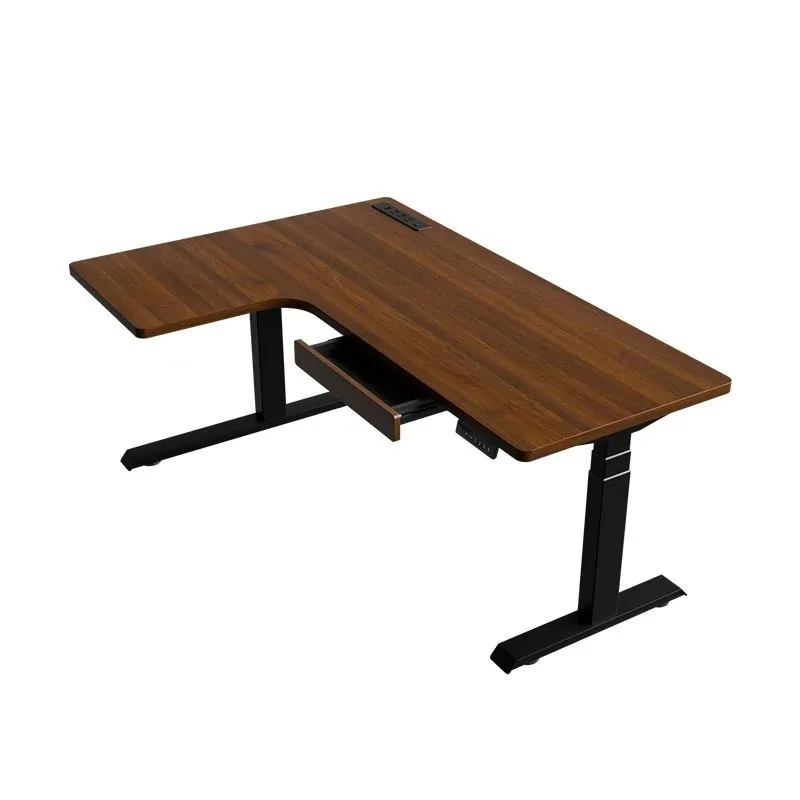 

Solid wood electric lifting table L-shaped corner desk computer desk intelligent learning e-sports table home