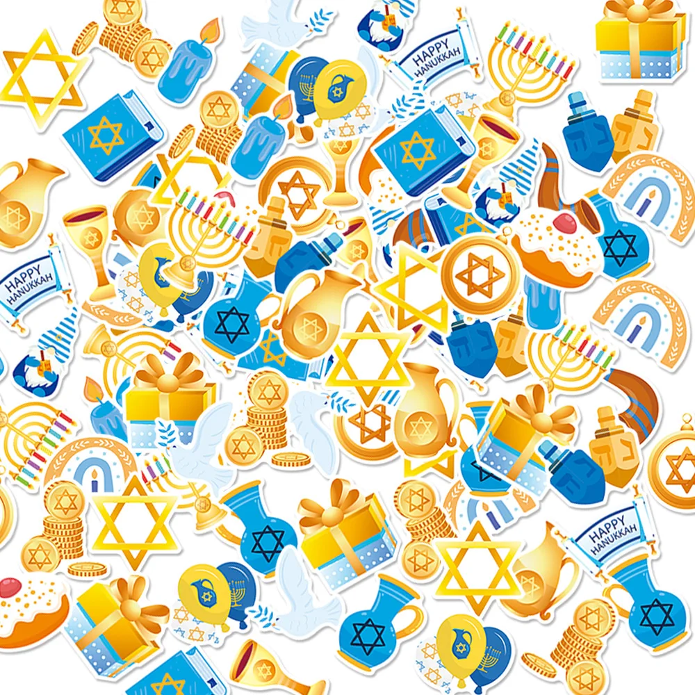 1Sheets Hanukkah Party Stickers Jewish Candles Paper Seal Labels for Gift Box DIY Decoration Happy Hanukkah Party Supplies