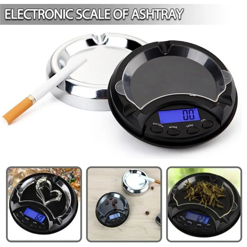 Balança de Bolso Digital Eletrônica com Luz de Fundo Azul Balança Portátil Display Lcd Cinzeiro Jóias Ouro Diamante Comida Chá Pesando