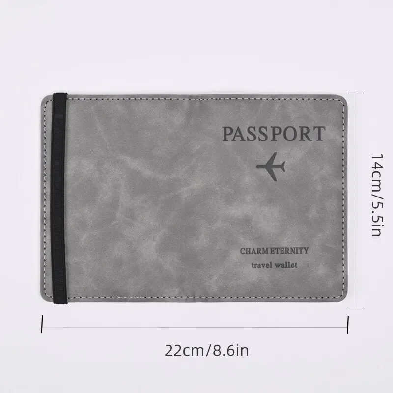 PU Leather Strap Passport Bag RFID Passport Holder Protective Case Traveling Abroad Wallet Cards Storage Tickets Purse Bags