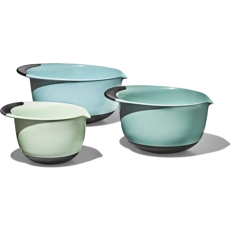

Good Grips 3-Piece Plastic Mixing Bowl Set - Cadet Blue, Tower Gray, Jade, Small, Medium, Large